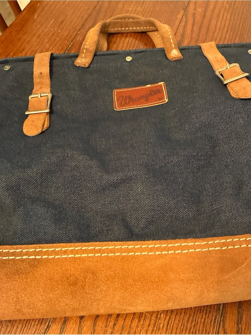 Tool Duffel Bag Carpenter Denim And Suede With Wrangler Patch All Purpose